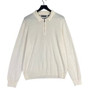 Men's‎ XL White Pullover Sweater Collared Long Sleeve Casual Saks Fifth Avenue